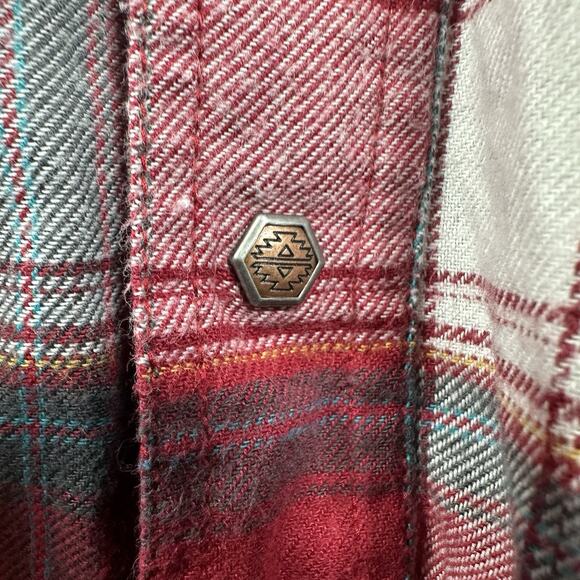 Ariat Retro Fit Mens L Western Pearl Snap‎ Button Up Plaid Red Western Classic - Picture 6 of 8